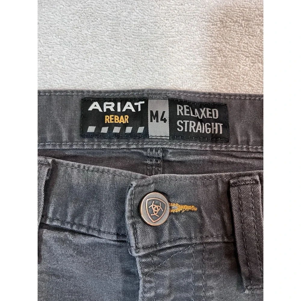 Ariat Rebar M4 Pants Mens 50x32 Gray Relaxed Straight Canvas Carpenter Workwear